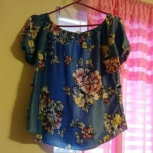 Off shoulder floral shirt